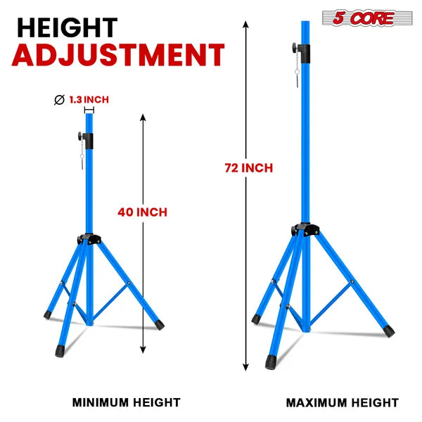 5 Basic Adjustable Speaker Tripod Stands – 40 to 72 Inches Height