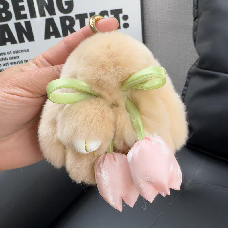 Pendentif en peluche mignon petit lapin porte-clés