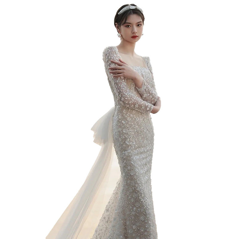 Robe de mariée légère en queue de poisson de style français