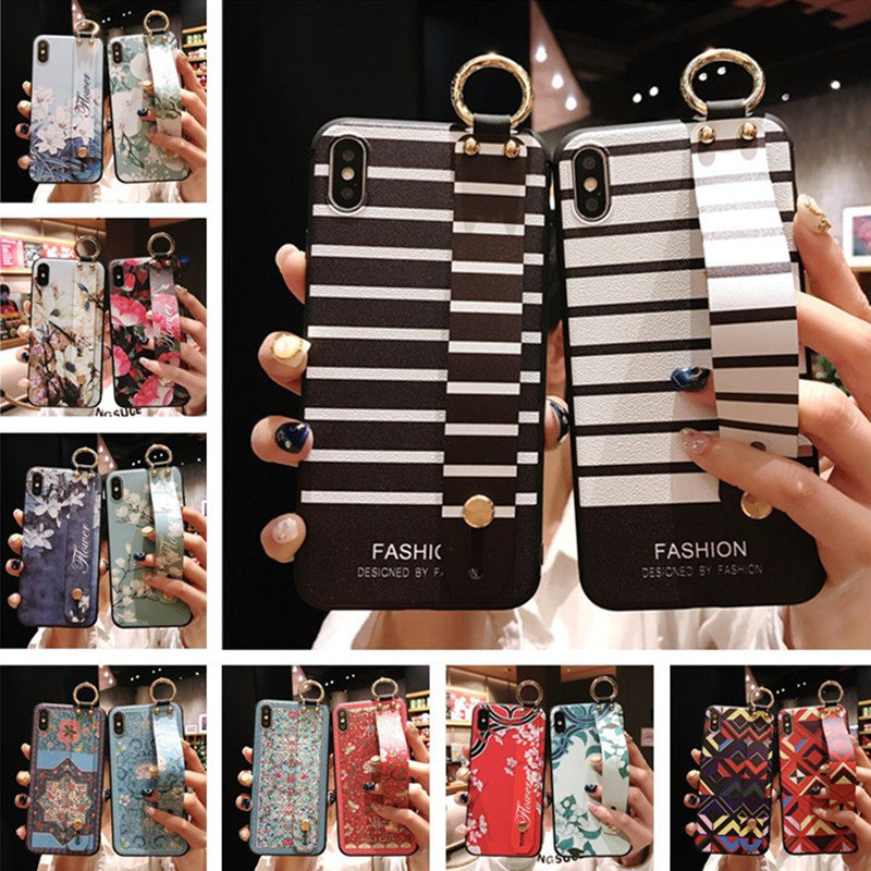 Bracelet bracelet Apple 12 Phone Case Couleur Style ethnique Bandes noires et blanches