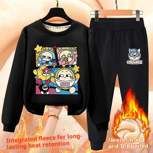 Garçons' Hiver Casual All-Match Fleece-Line Thickened Outfit