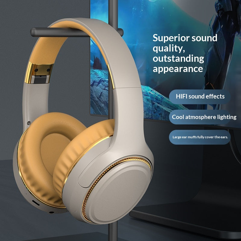 Casque stéréo Bluetooth avec basse lourde et lumières colorées pour le sport