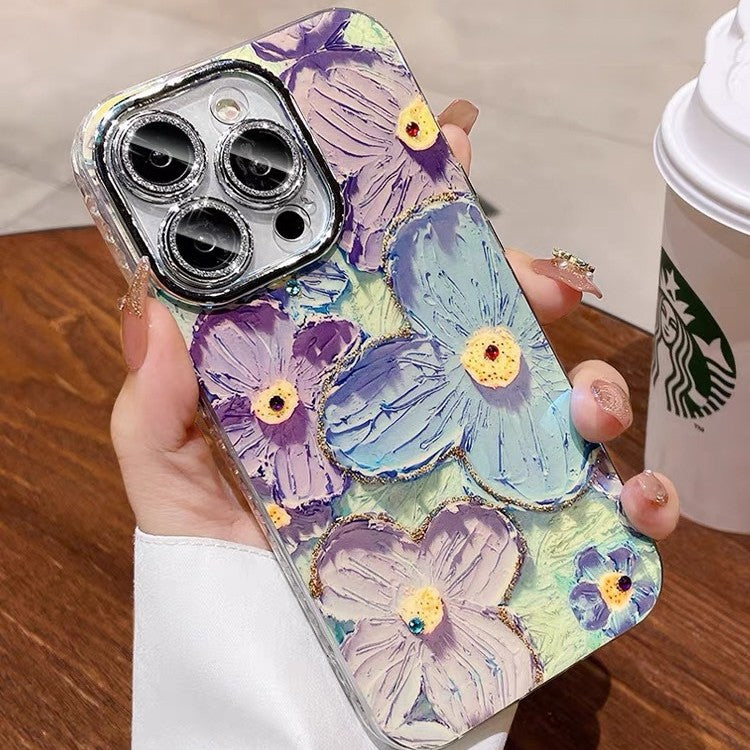 Bleu clair peinture à l'huile Flower Phone Case