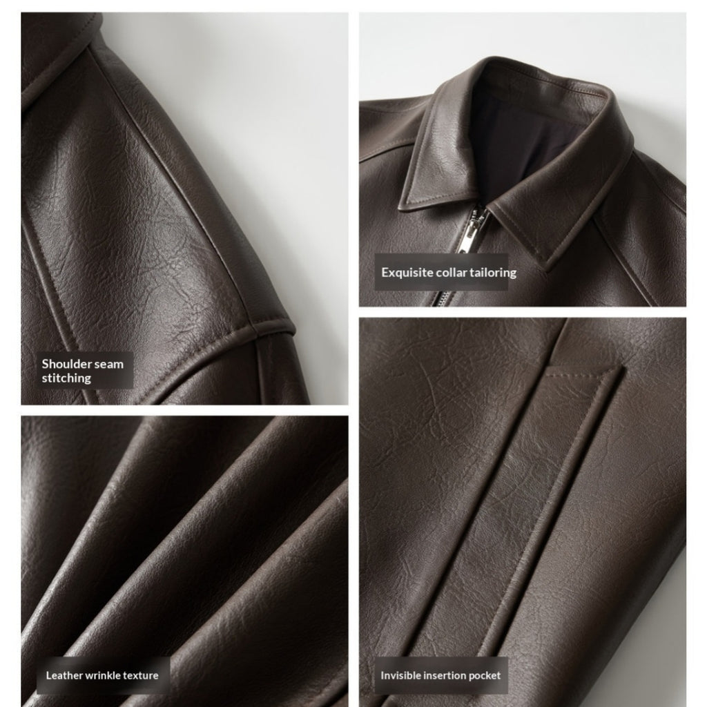 Veste en cuir pour hommes Lapel nouveau style