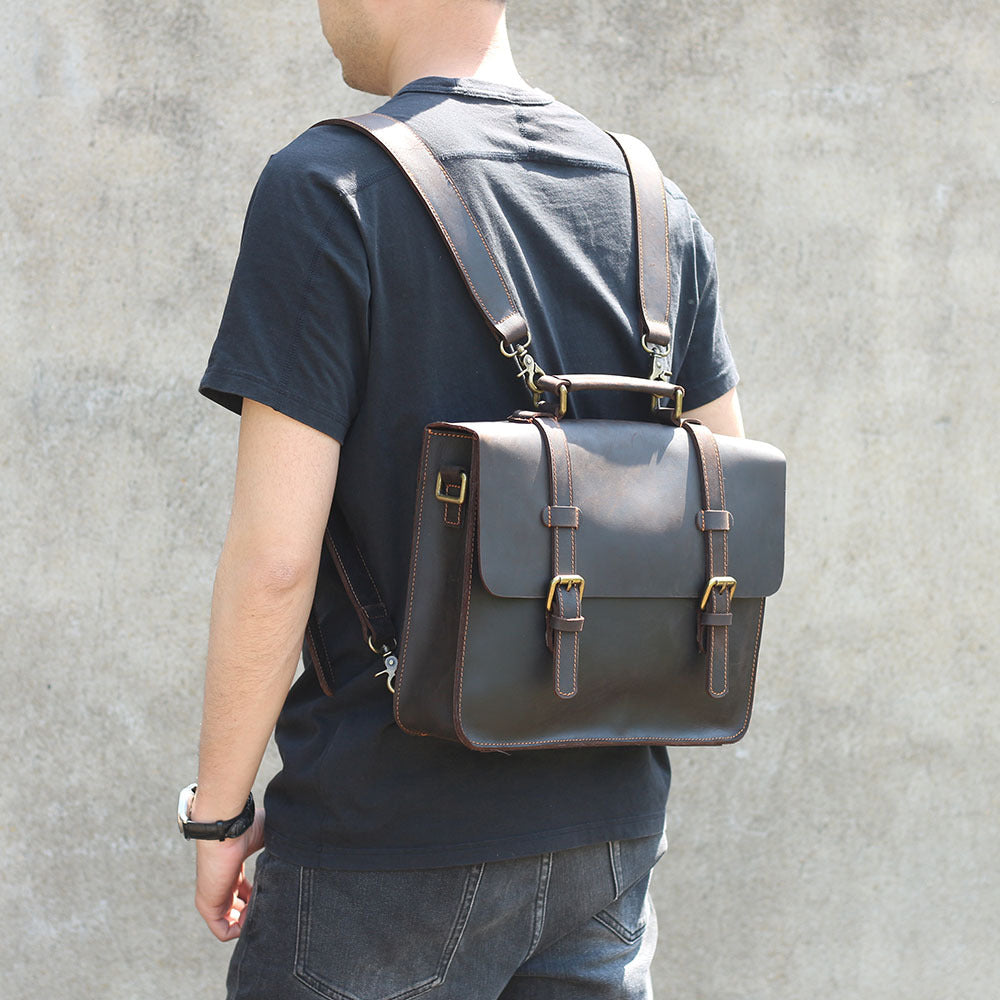 Sac à dos en cuir simple de première couche Sac à dos en cuir pour hommes et femmes