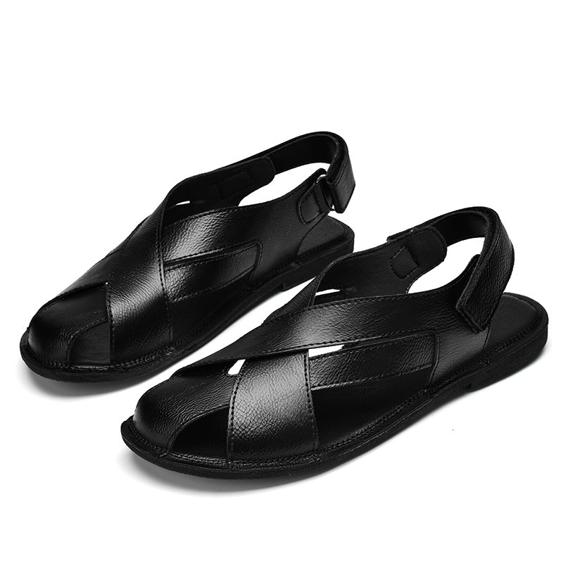 Été Style véritable cuir Casual Beach Sandales non glissantes à double usage