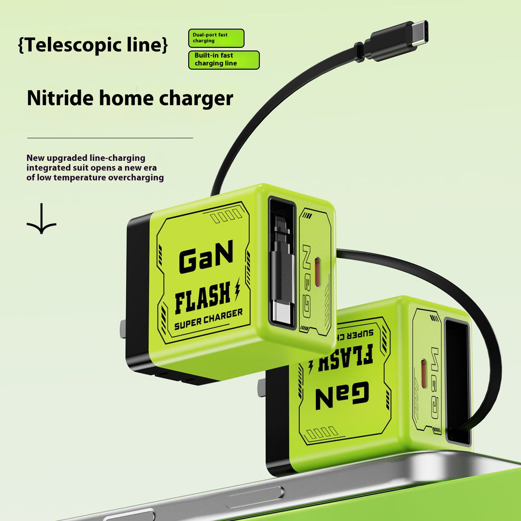 Gallium Nitride charge rapide est livré avec câble de données télescopique Mecha Wind Chargin intégré