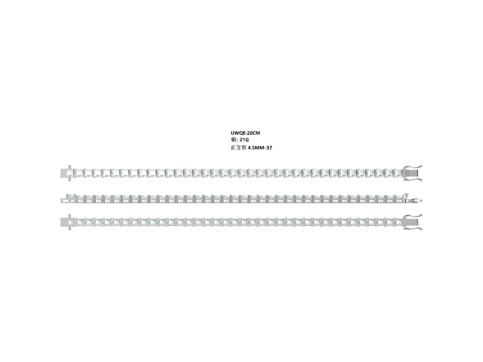 S925 Argent Sterling 4,5x4,5mm Princess Cut Moissanite Tennis Bracelet D Couleur VVS1 16-18-