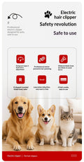 Clipper professionnel haute puissance à faible bruit pour animaux avec affichage de batterie