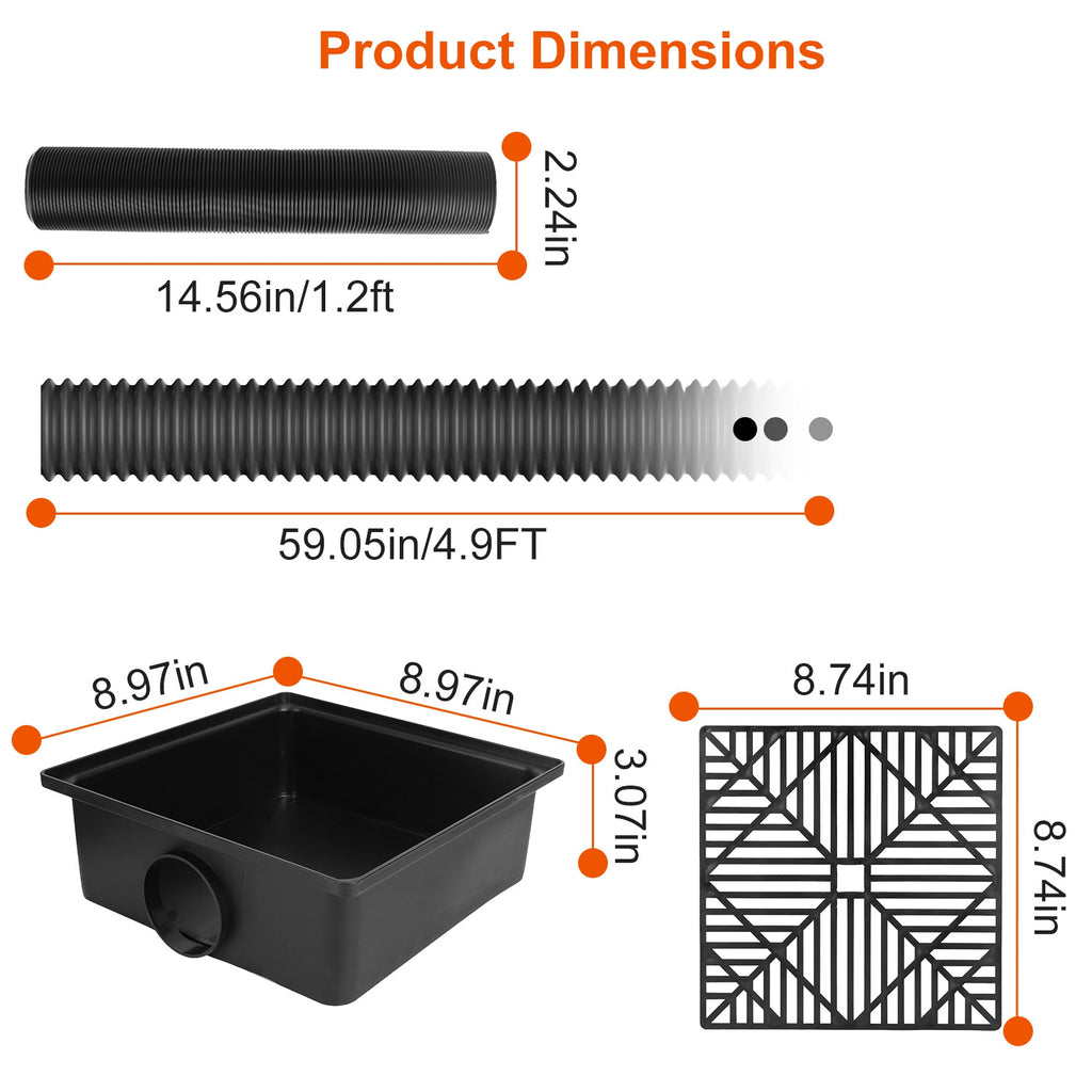 2Pcs Gutter Downspout Extension pour Printemps Été Accueil Innovation Faible Profil Pas de Digg profond
