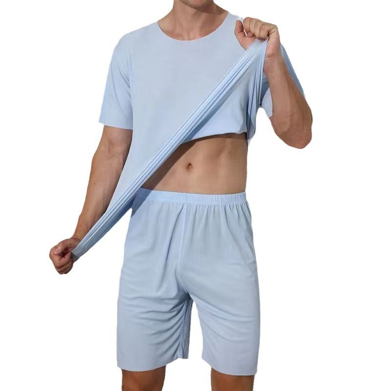 Advanced Ice Silk Round Neck Solid Color Short Sleeve