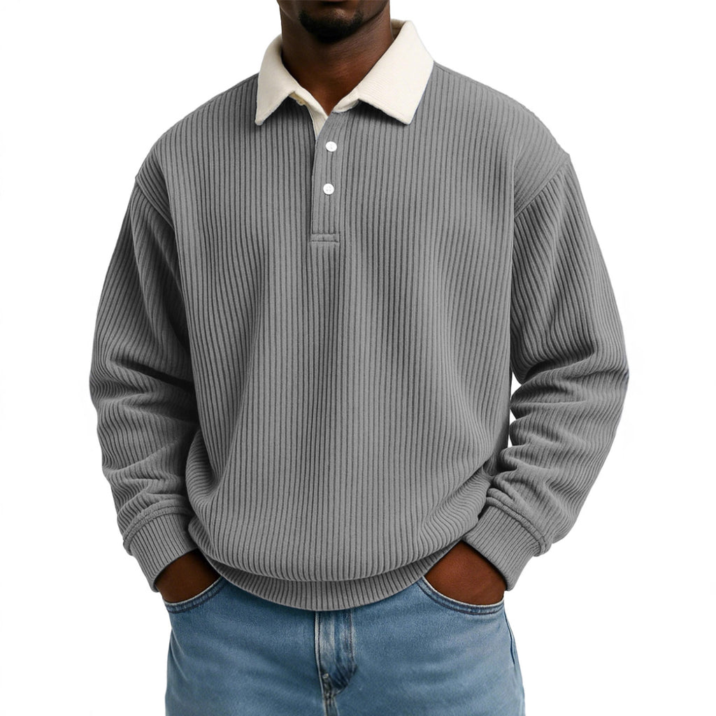 Chemise casual à manches longues rayée Corduroy pour hommes