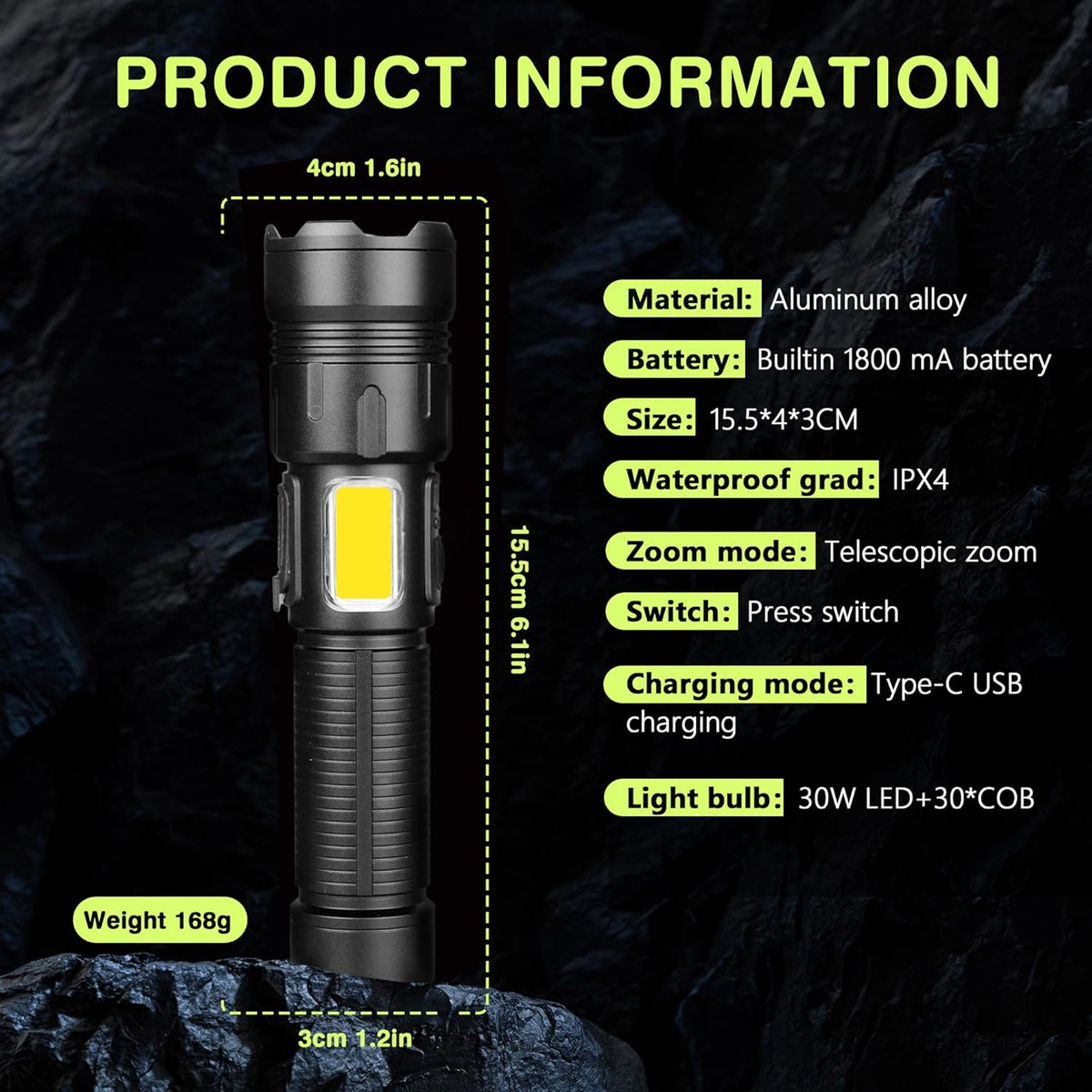 Rechargeable LED flashlight