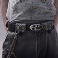 Ceinture en cuir mat argentée à grains entiers