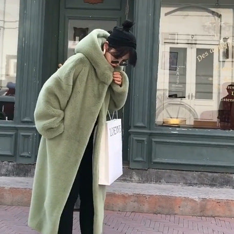 Manteau à capuche en peluche, épaissé, pour femmes