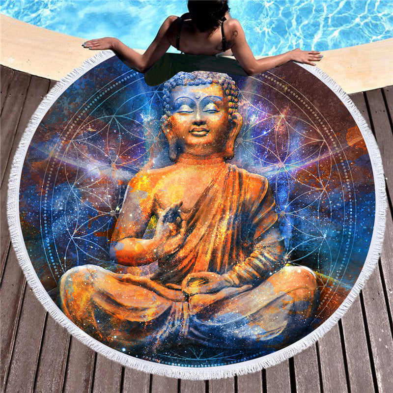 Serviette de plage ronde statue de Bouddha indien