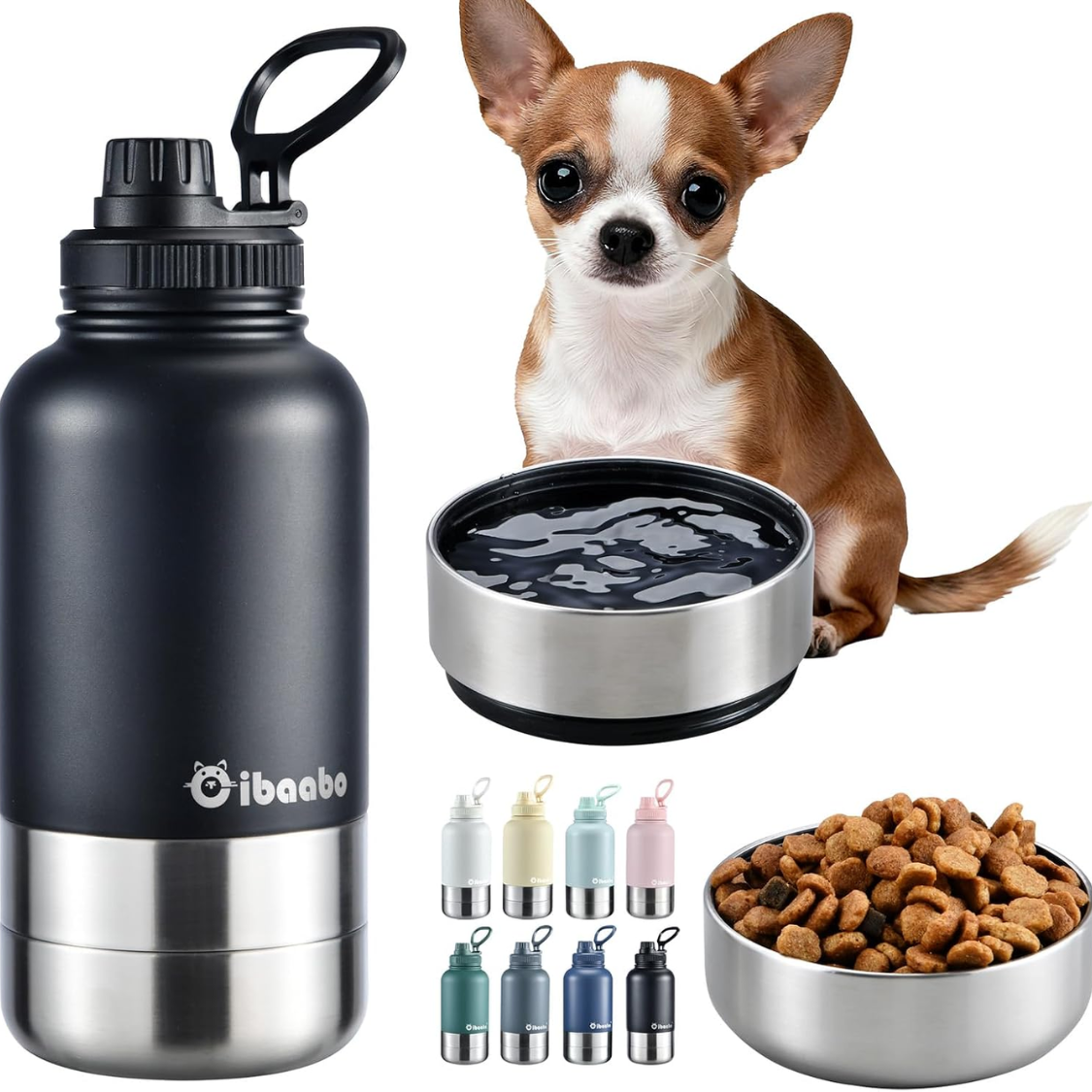 32 Oz bouteille d'eau isolée pour chien avec 2 bols