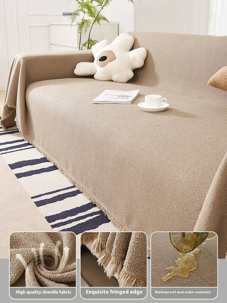 Sets de housse de canapé imperméable Teddy Plush de serviettes quatre saisons universel antidérapant