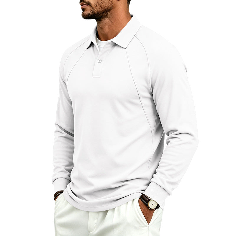 Lapel-bouton Sport Polo Homme à manches longues