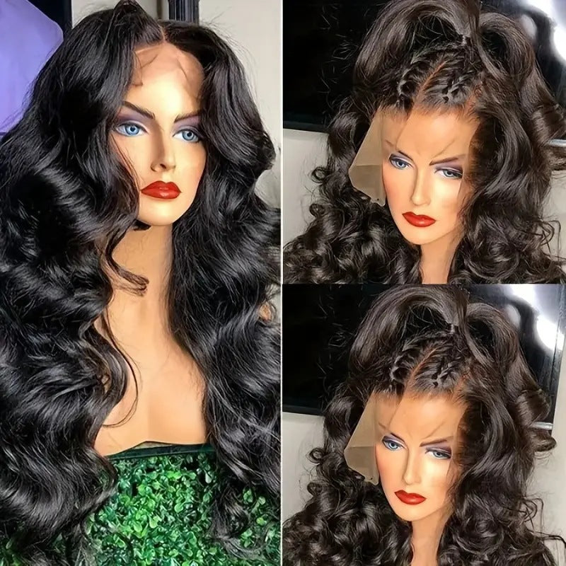 Perruque fashionnable à l'avant en dentelle pleine tête avec gros courbures