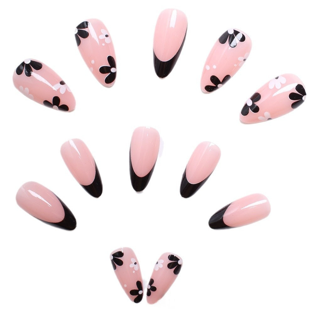 Set de 24 pièces de conseils d'ongles à porter avec des dessins de fleurs