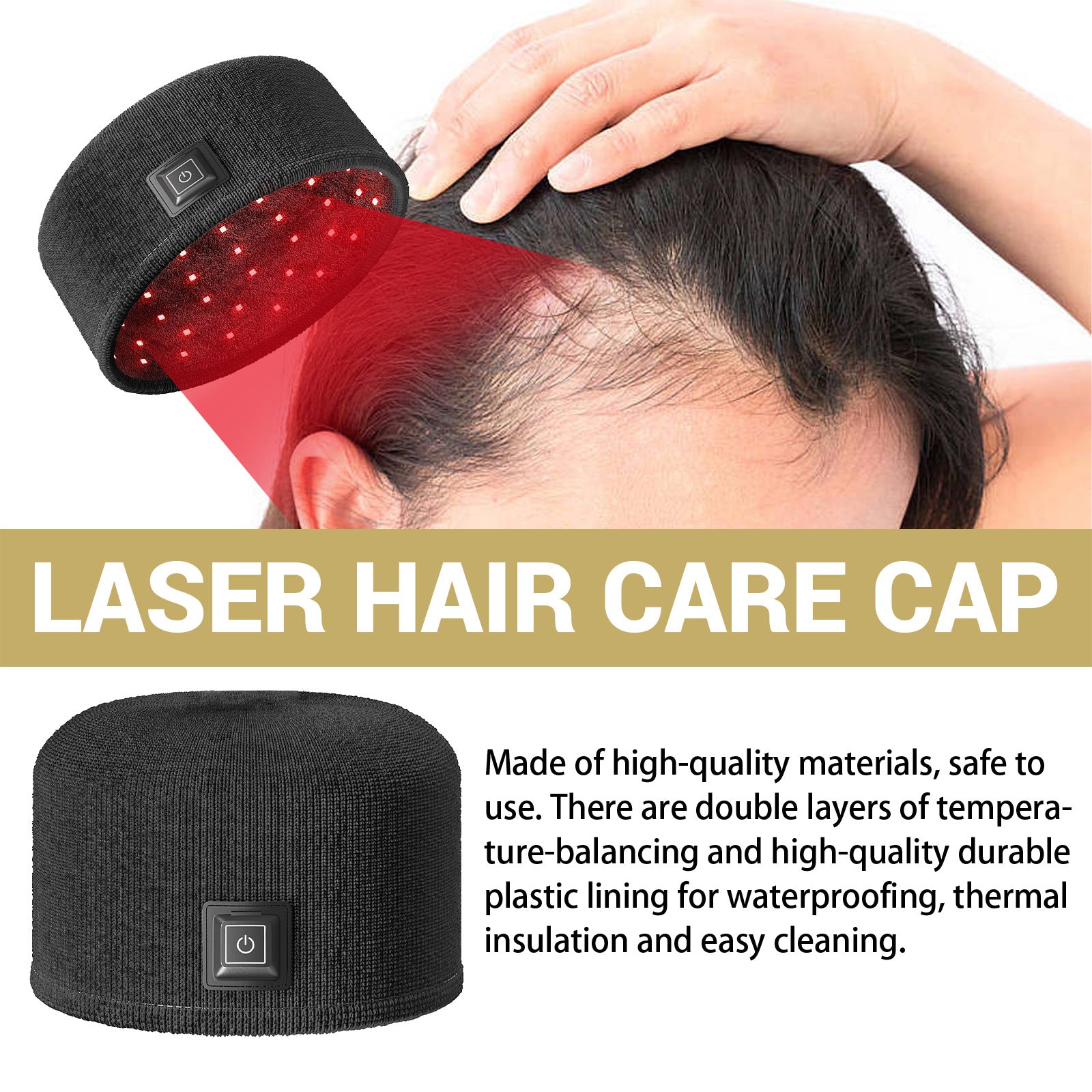 Huukea Dense Toupee Réparation des cheveux Manique épais cheveux fixation tête Massage soins chauffage Ca