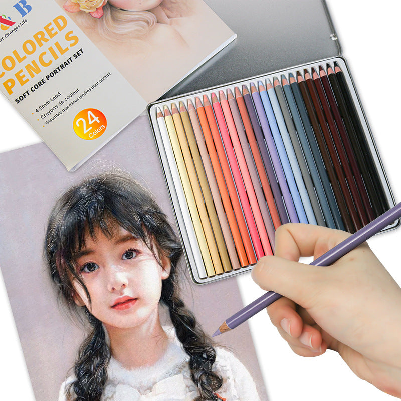 Peinture 24-couleur Stylo de couleur de peau peint à la main Portrait Couleur crayon fournitures d'art huileux