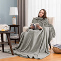 Châle épaissé avec larges poches Couverture à manches en flanelle