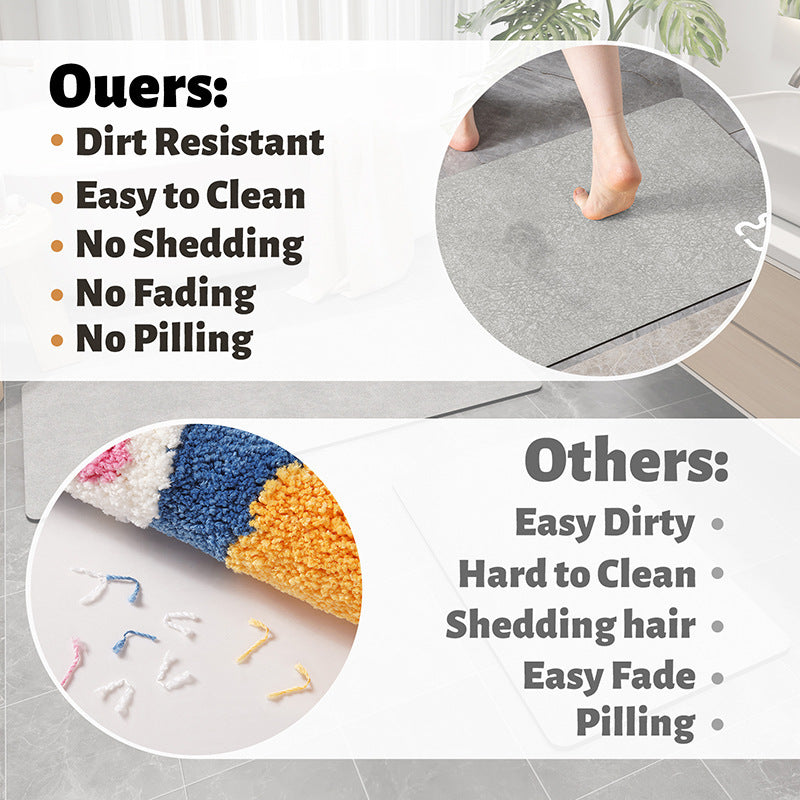 Tapis de sol de salle de bain antidérapant Diatomées Terre