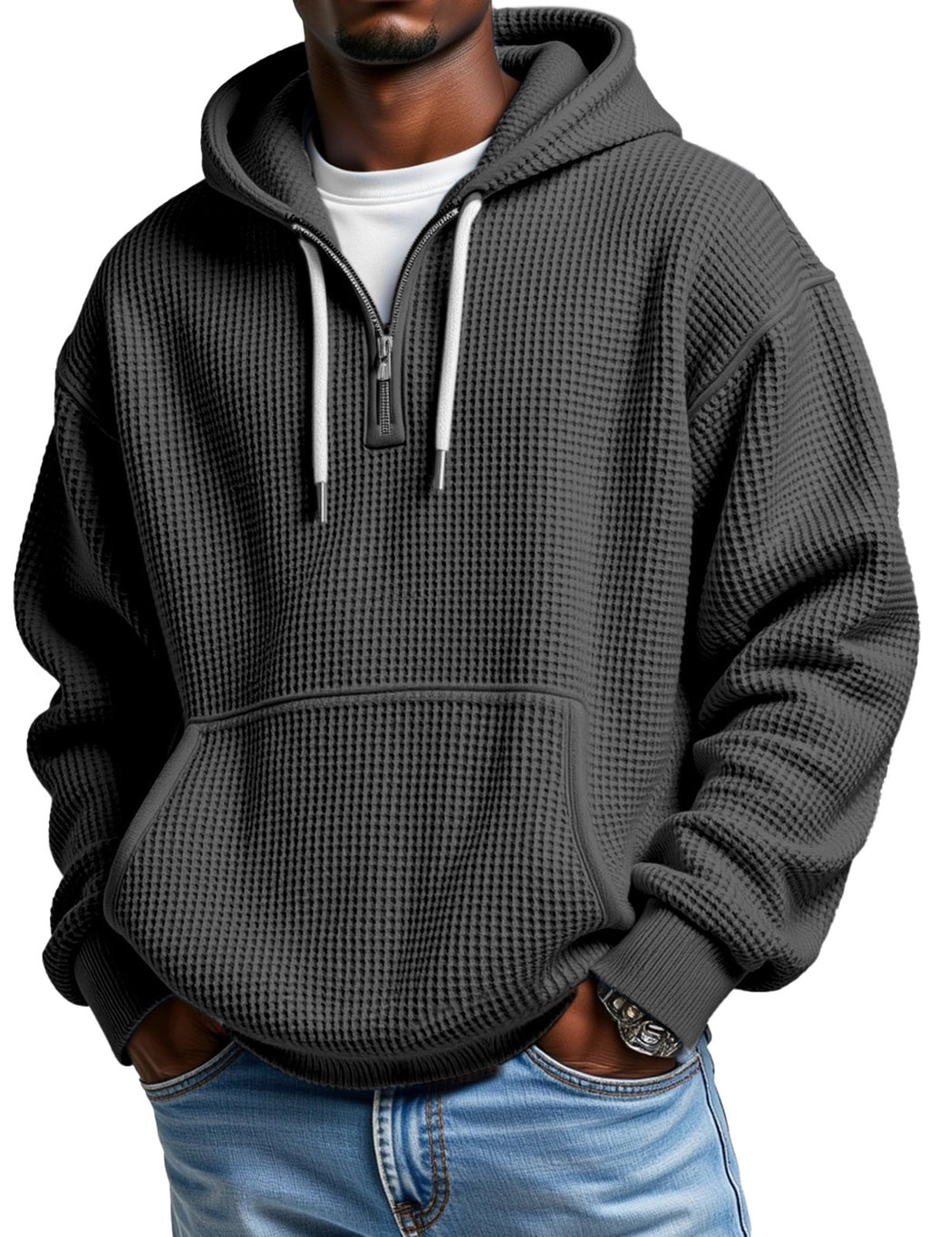 Autumn And Winter Amazon Independent Station Fashion Sports Trendy Brand Tops Waffle pour hommes