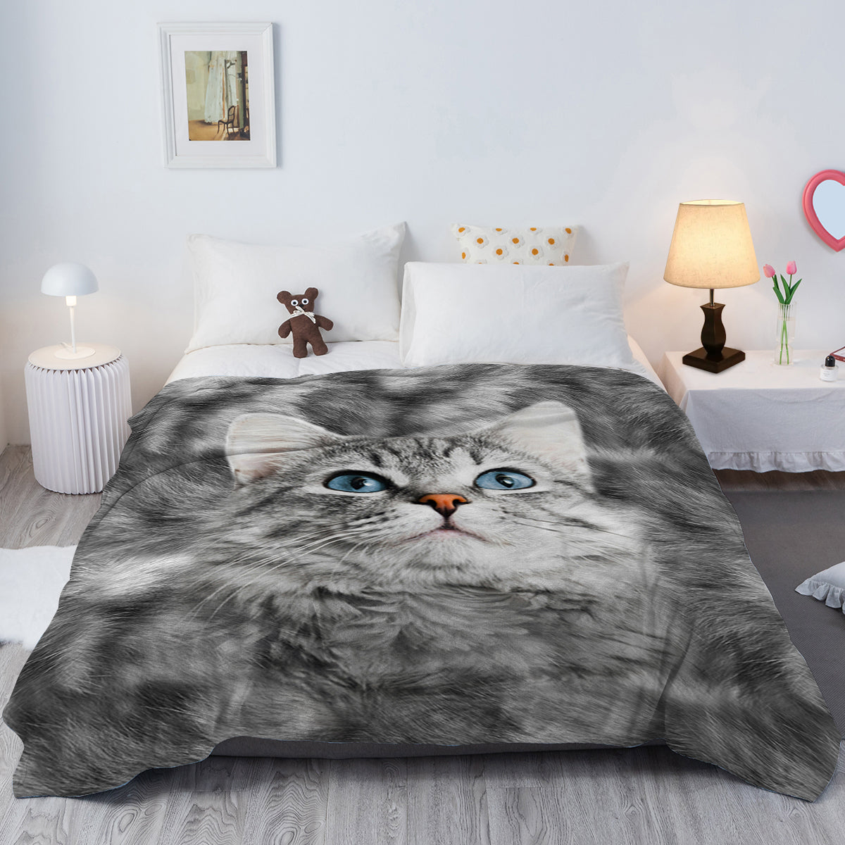 Gray Cat Blanket Gray Cat Blanket Warm Soft Pink Pet Blanket for Bed Sofa Cat Pet