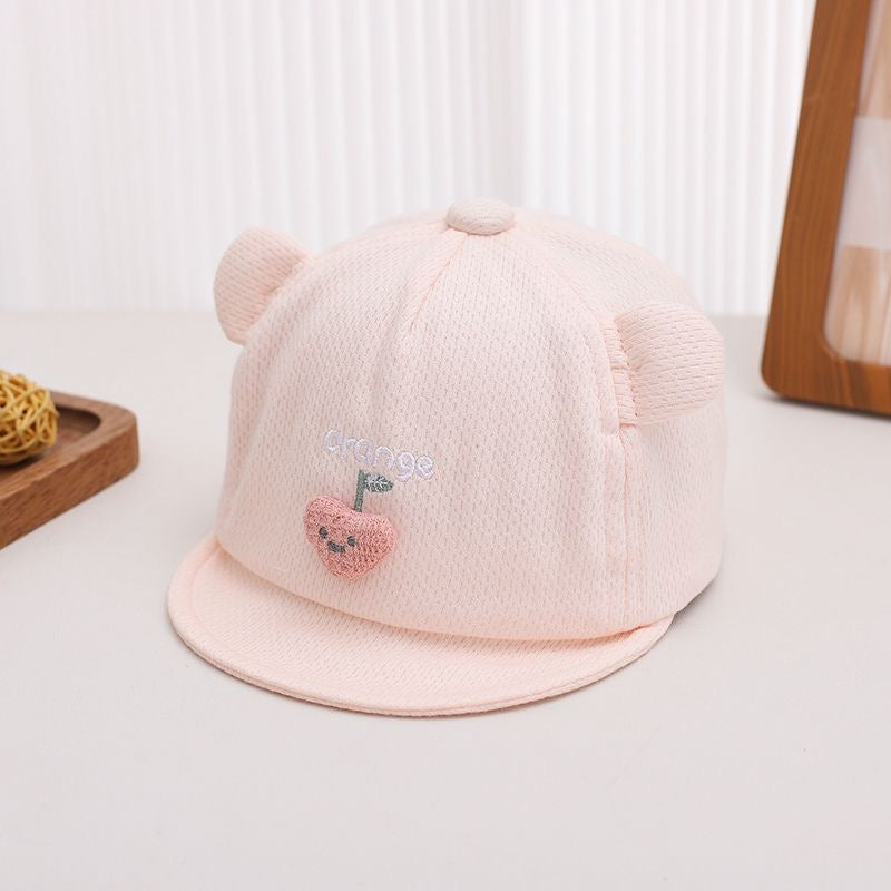Printemps et été Mesh respirant bébé doux Brimmed Bow Cap lettres brodées Cute Cherr
