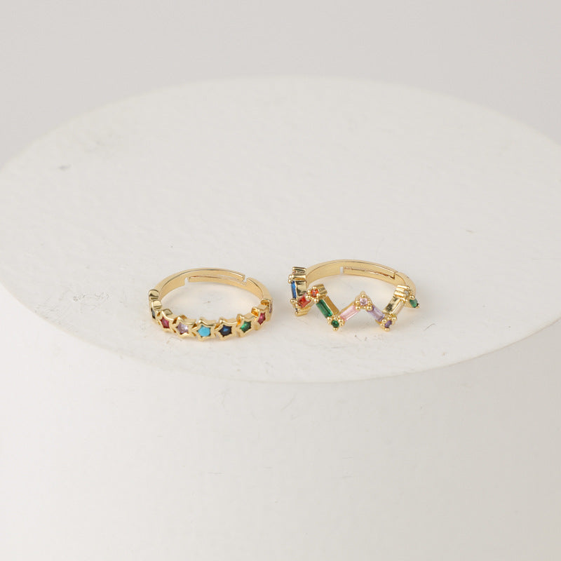 Zircon Branche Feuille et Anneau Fleur