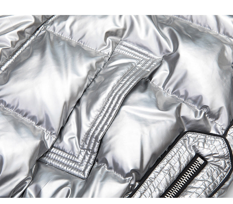 Couples Laser Glossy Épaisseur Loose Longueur moyenne Veste vers le bas