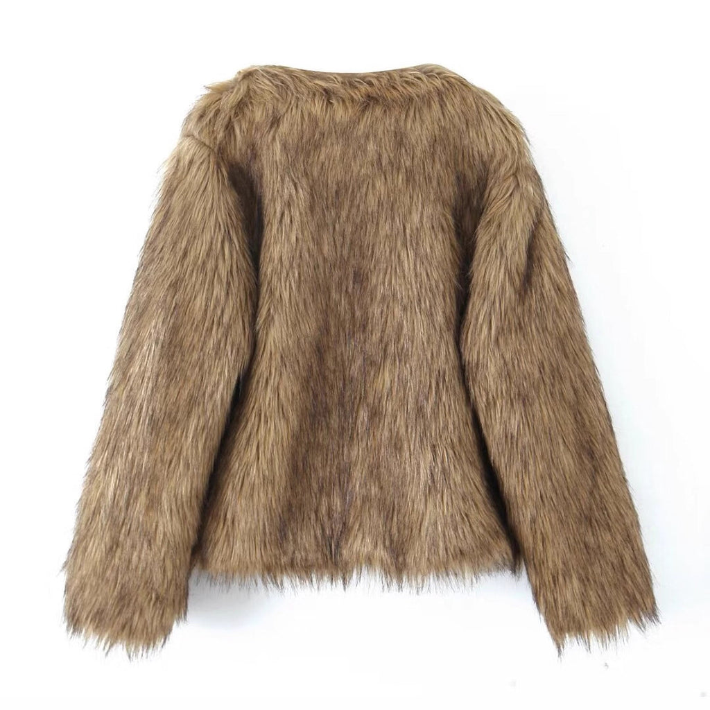 Veste de manteau de fourrure simple pour femmes