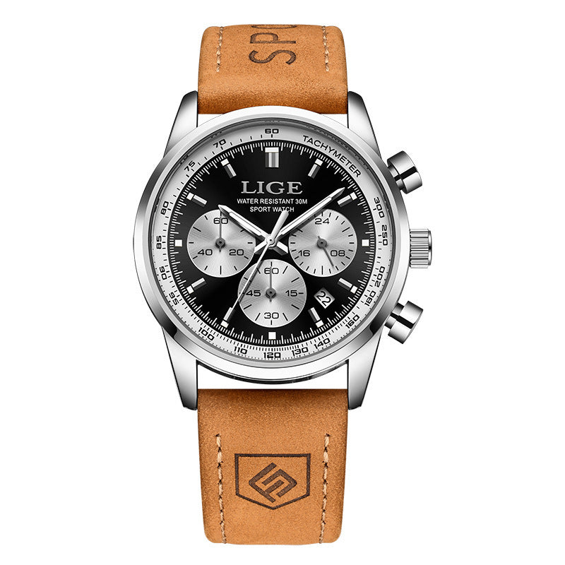 Montre étanche à trois mains Six-Pointer multi-fonction hommes