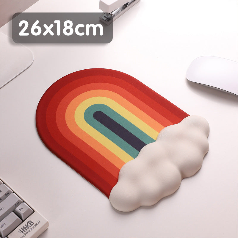 Cloud Rainbow Silica Gel Wrister Mouse Pad Keyboard Support Slippery Lavable