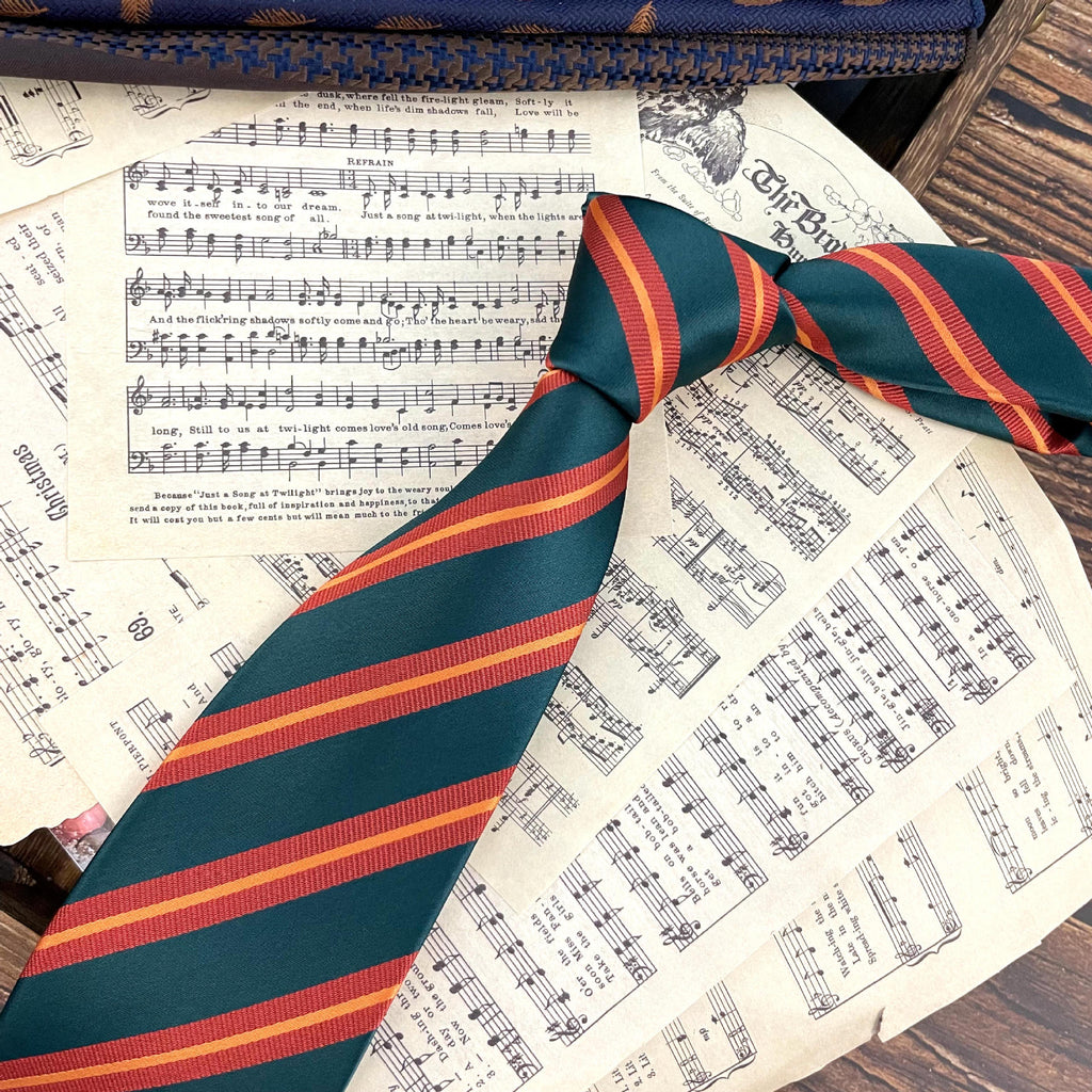 Retro Coffee Color Orange Red Striped Tie Hand Hit 8CM Hommes