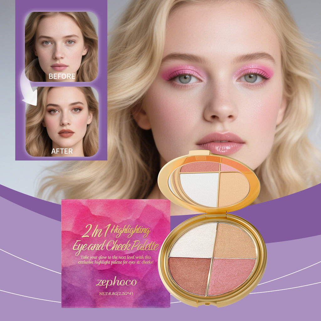 Surlignement, ombre à paupières, et palette Blush