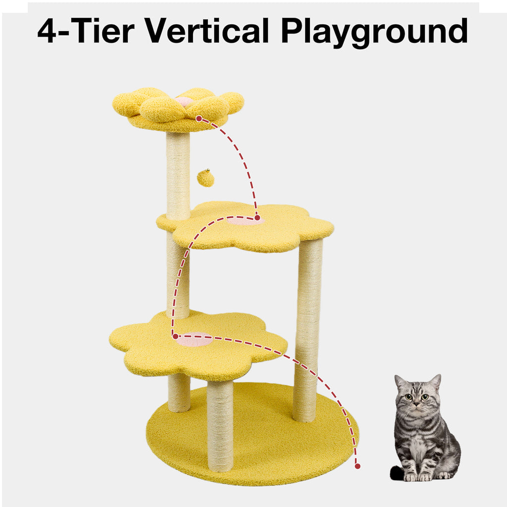 Arbre de chat avec perche confortable amovible & poteaux de scratch Suspension & Jouet Furnit de chat multi-niveaux