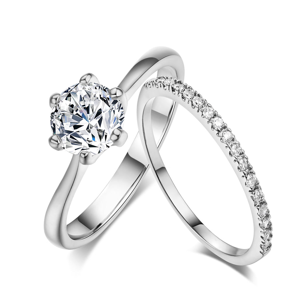 Zircon Micro Set Gold plaqué six griffes anneau