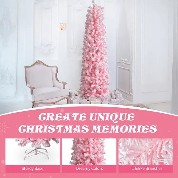 7.5 FT Arbre de Noël à charnières enneigées
