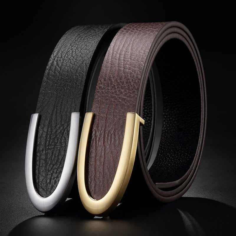 Ceinture en cuir lisse en cuir pour hommes