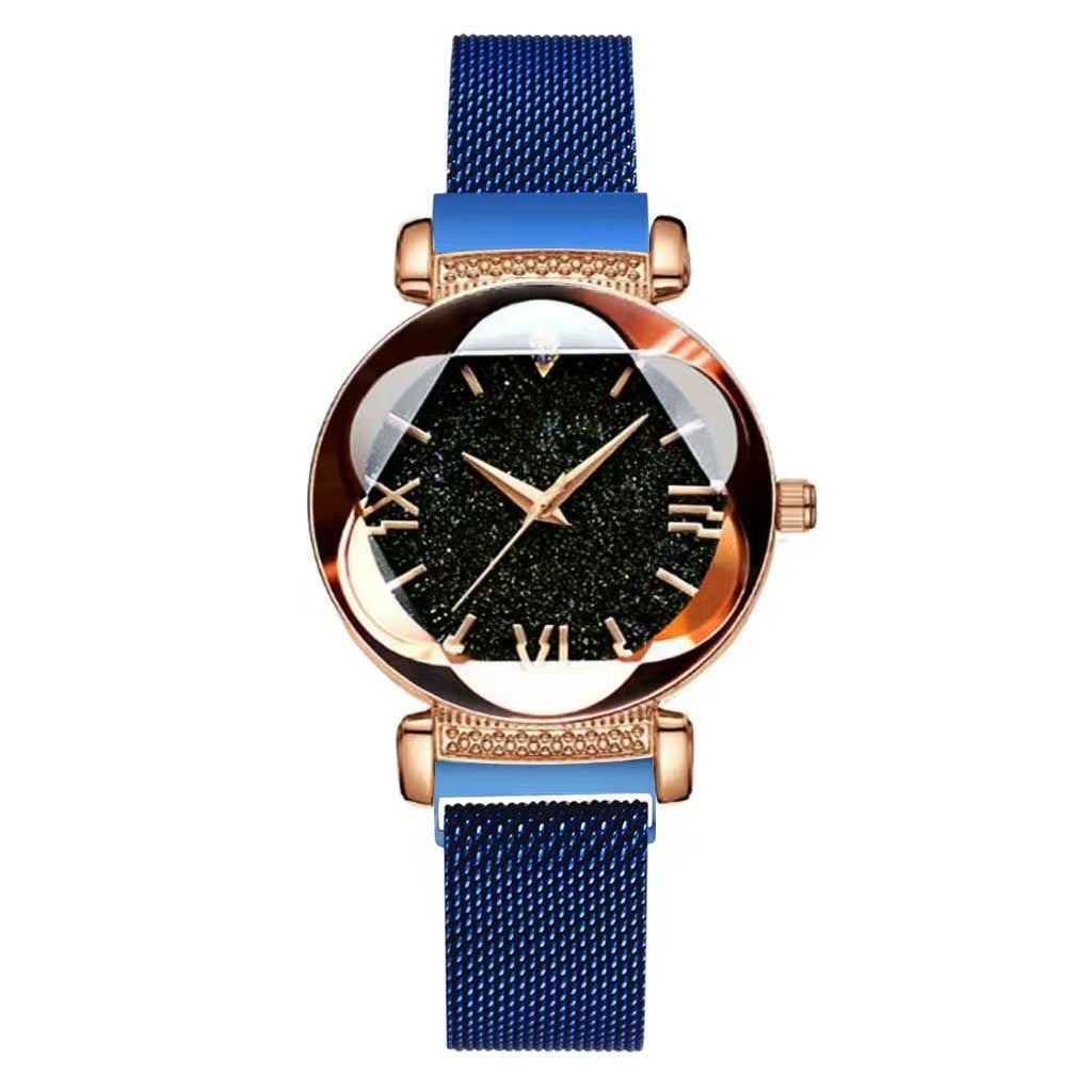 Magnetic-steel Starry Sky Montres pour femmes de style romain avec bracelet milanais polyvalent