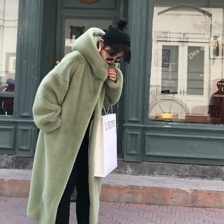 Manteau à capuche en peluche, épaissé, pour femmes