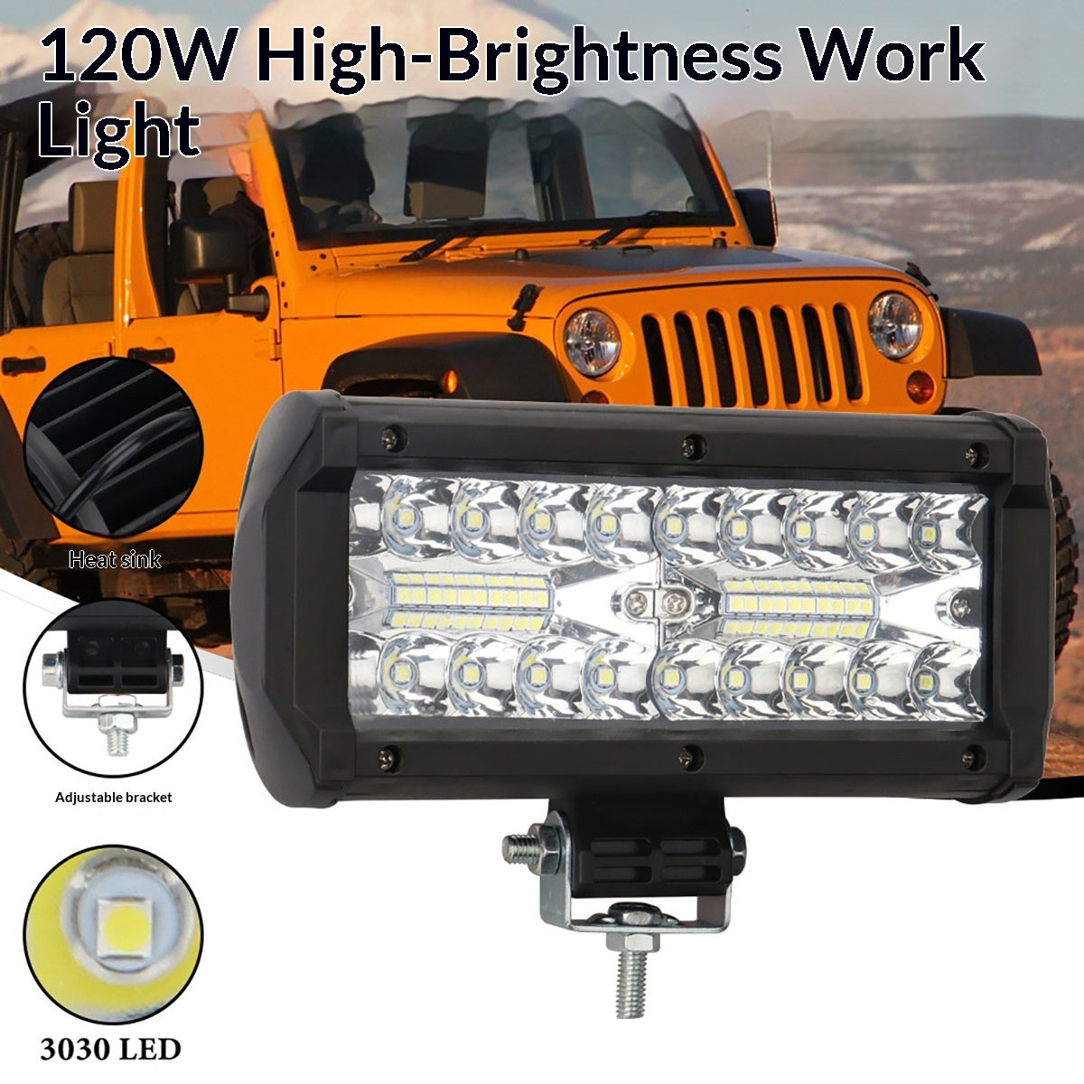 Surlignez Spotlight de voiture en plastique semi-alumine en trois rangées 120W