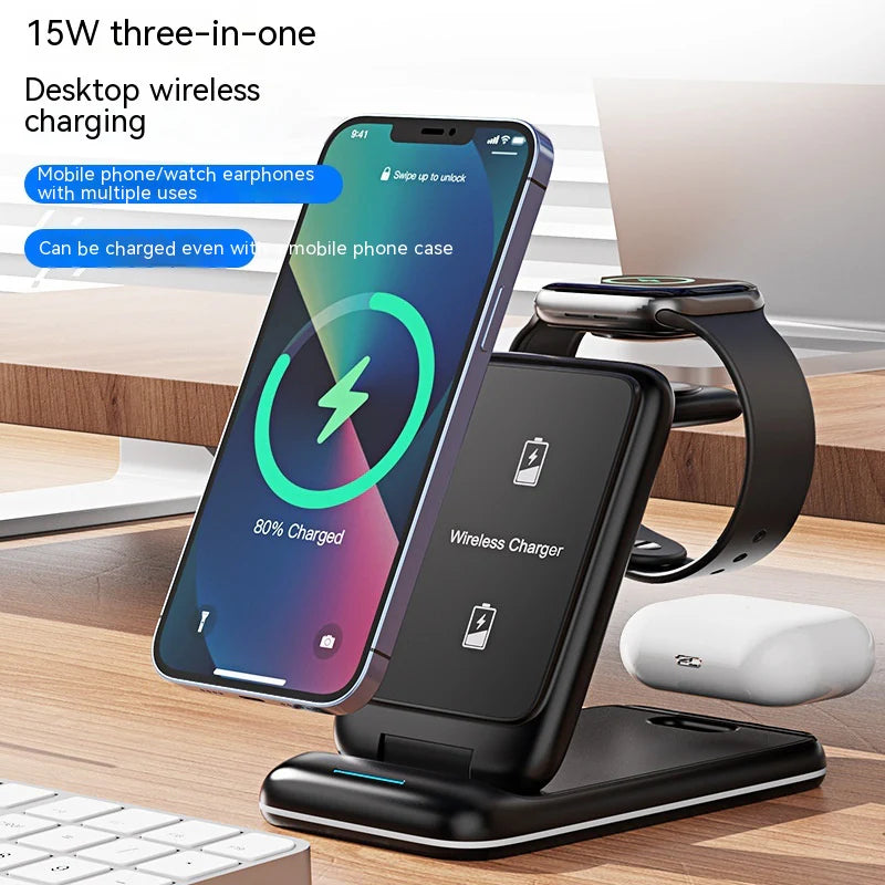 Chargeur de base magnétique sans fil de trois en un