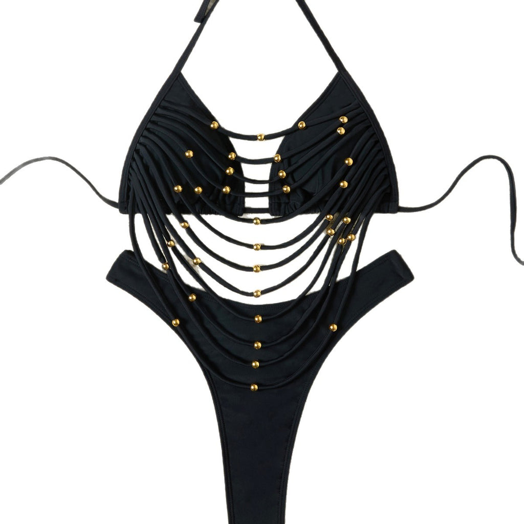Bikini pour maillot de bain en couleur solide Sexy Hollow-out