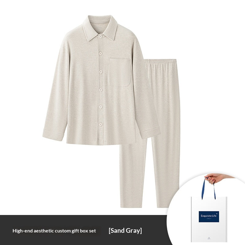 Men's Autumn/Winter Jacquard Plaid Pajama Set