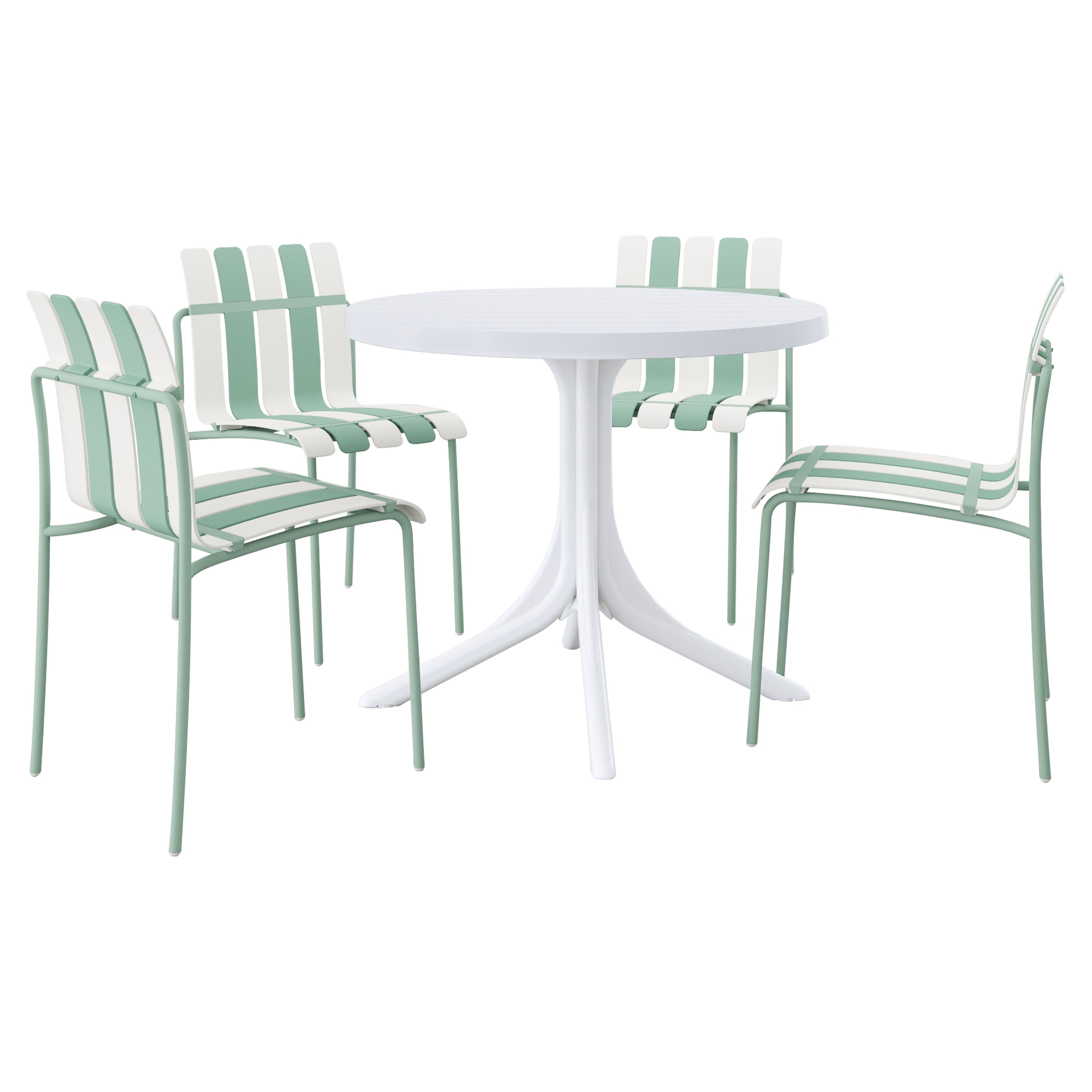Été - 4-Pack Chaises de bloc de couleur rayé moderne - Siège PP étanche et jambes en métal robuste